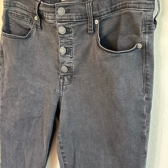 Madewell Black Denim 9” High-Rise Skinny Frayed Hem Button Fly Jeans Sz 31 - Picture 4 of 12